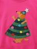 Girls' Christmas Print Knitted Cotton Hoodie - Autumn Style, European & American Design, Long Sleeve, Round Neck.