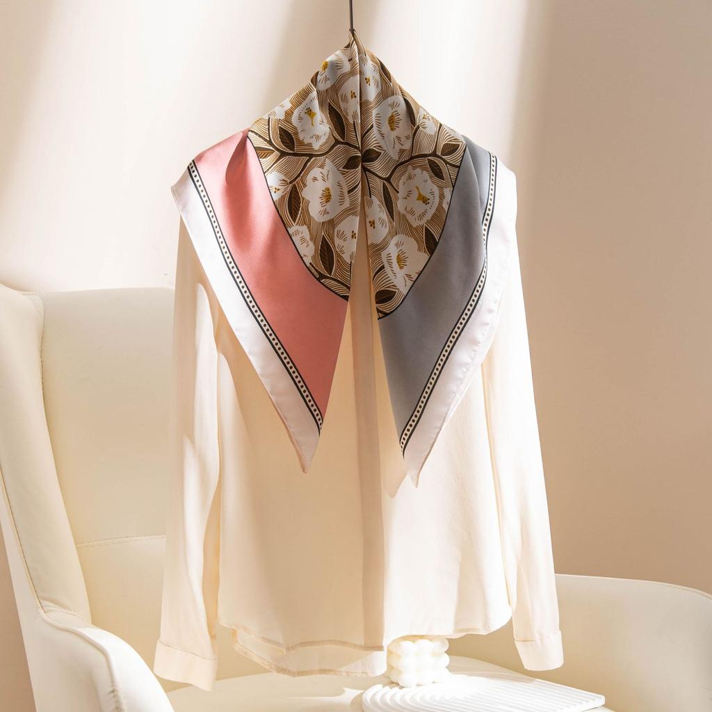Autumn new silk scarf square scarf high-end women's versatile fashion printed silk scarf scarf full polyester 70 free mother scarf