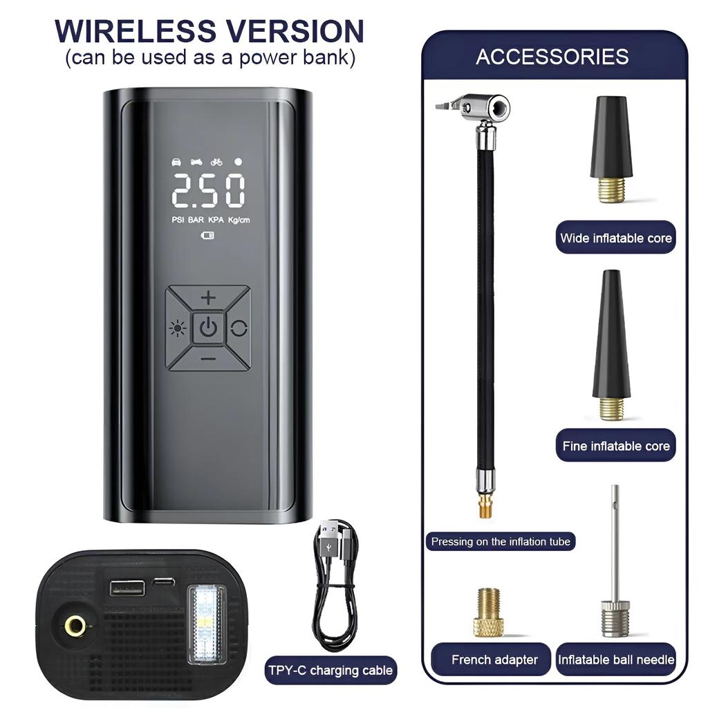 6000mAh 150PSI Akıllı Hava Pompası Taşınabilir Araba Otomatik Kompresör Lastik Şişirme Makinesi Motosiklet Bisiklet Şişme