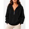 Women S Loose Fit Hooded Half Zip Pocket Casual Sweatshirt