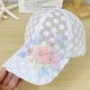 Elegant Lace-Trimmed Breathable Baseball Cap With Flower Embroidcery & Faux Pearls - Adjustable & Chic For Every Woman