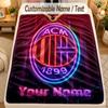 Flannel BlanketAC Milan Custom Name Text Personalized Soft Warm Throw Blanket Home Decor Gift