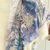 Purple literary silk square scarf high-end georgette mulberry silk scarf spring and autumn thin handmade hemming silk scarf women