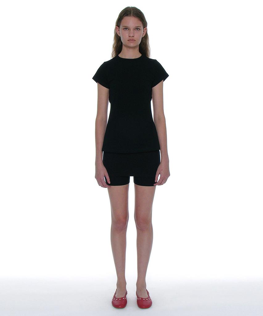 PARTIMENTO WOMEN Minimal Button-Up Medium Length Top_Black