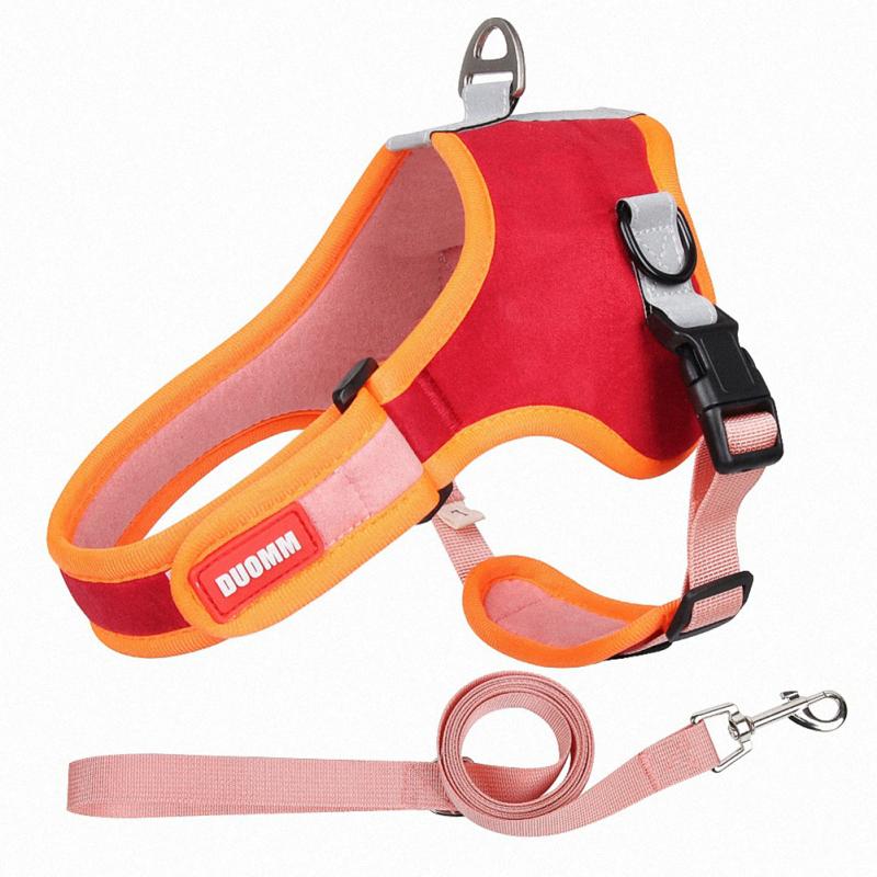 Pet Puppy Suede Chest  Sling Harness No-pull Reflective Breathable Adjustable Detachable Design Pet