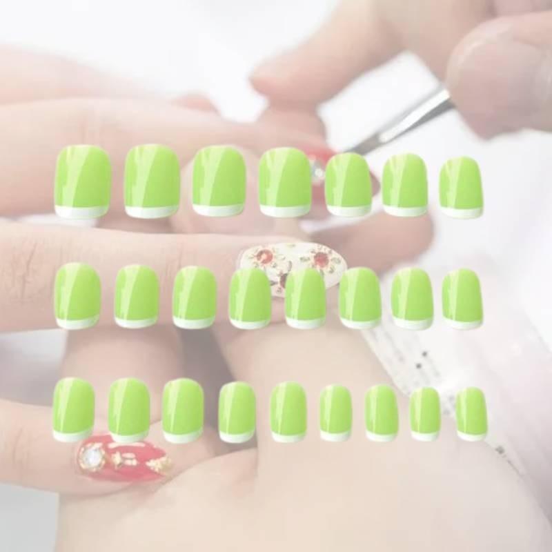 Fashionable French Style Nail Art Tips In White Edge Design 24 Pieces Set S113