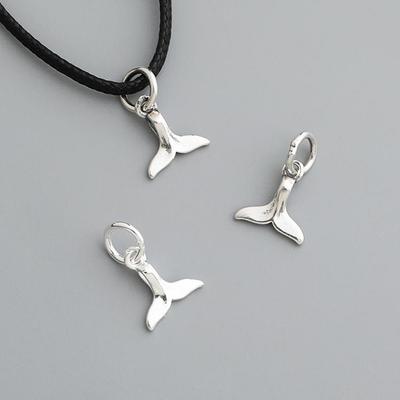 S925 Sterling Silver Mermaid Tail Pendant for DIY Beaded Jewelry
