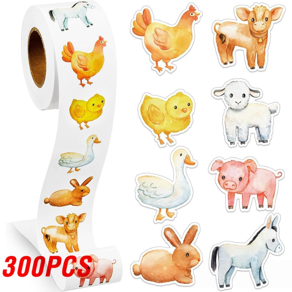 100-500Pcs Cartoon Farm Zoo Animals Stickers Decoration Reward Diy Stickers Scrapbook Skateboard Round Sealing Label Stationery
