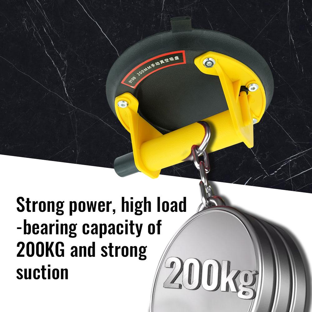 2025 New industrial suction cup with 200KG load capacity, 8-inch rubber bottom and plastic handle for handling large glass