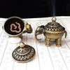 Vintage Alloy Sandalwood Incense Burner Elephant Lucky Year of the Horse Lotus Incense Censer with Handle Hollow Out
