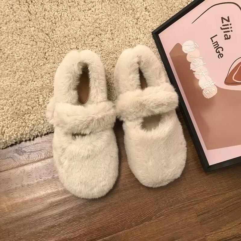 WD Large Women’s Wide Fit Mink Fur Outdoor Shoes, Sizes 41-43, Winter Plush