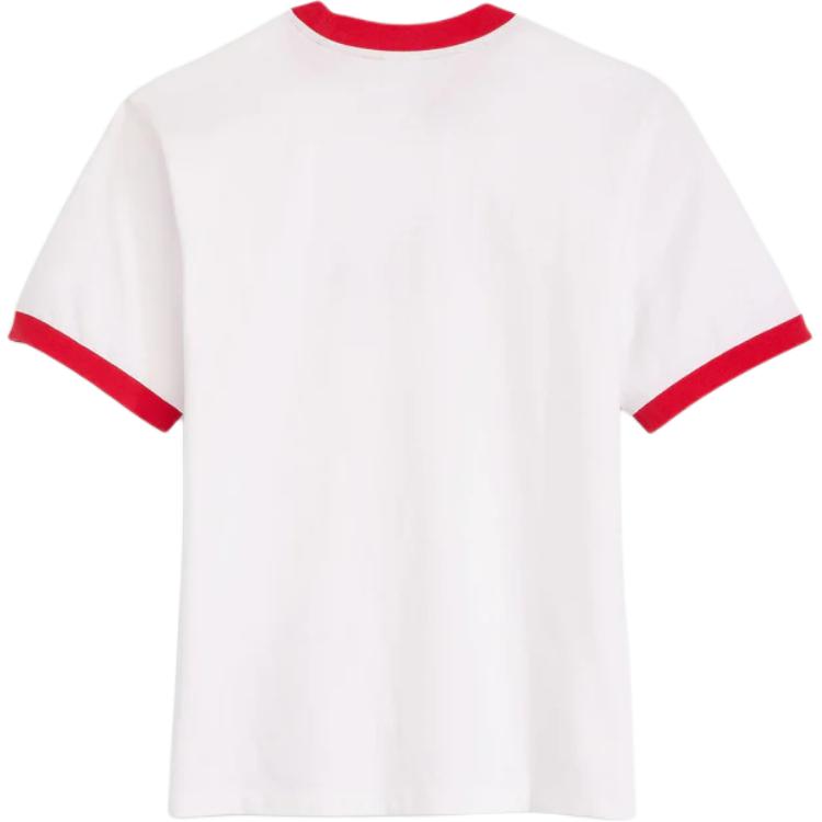 Levis Beyoncé Collaboration SS25 Logo Print Contrast Ribbed Collar Loose Short Sleeve T-Shirt Men T-Shirts 004AU-0001