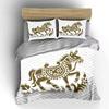 Golden Ornate Trotting Horse. Bedding Sets Duvet Covers Pillowcases(1* Duvet Cover 2* Pillowcases Without Duvet Insert)
