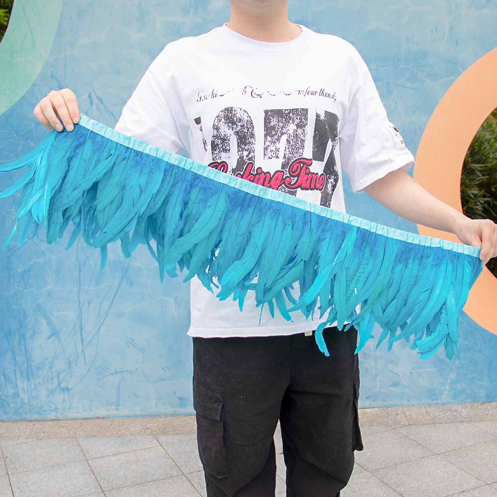 1 Meter Natürliches Rotes Hahnenhechel Federbesatz Fransen 10-12 Zoll Hochzeit Karneval Party Dekoration DIY Kleidung Nähen Handwerk