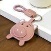 Keychain Pendant Imitation Leather 3D Piggy Shape Key Pendant with Metal Ring Anti-Slip Lanyard Bag Charm Accessory