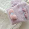 Winter new women's half-finger older children keep warm, five-finger writing love bow cute knitted gloves