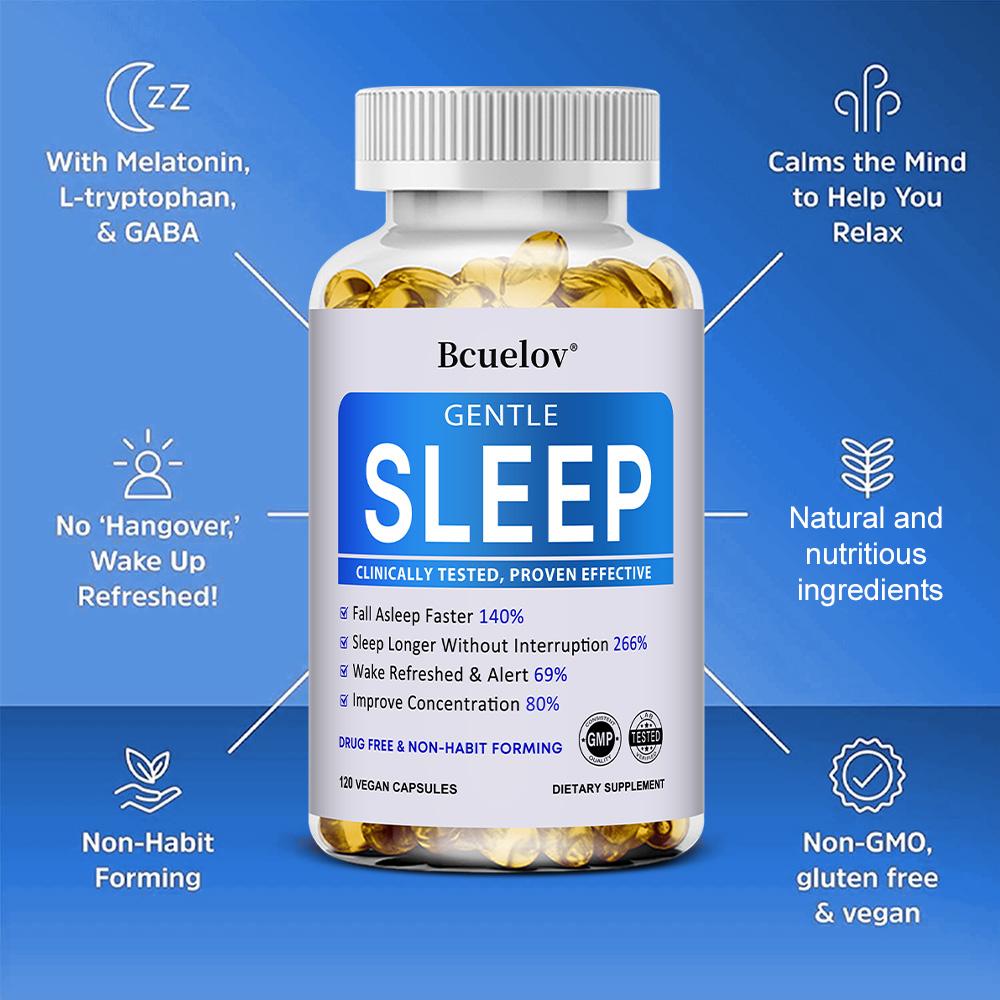 Gentle Sleep Support Supplement - Drug Free & Non-Habit Forming - 120 Vegan Capsules