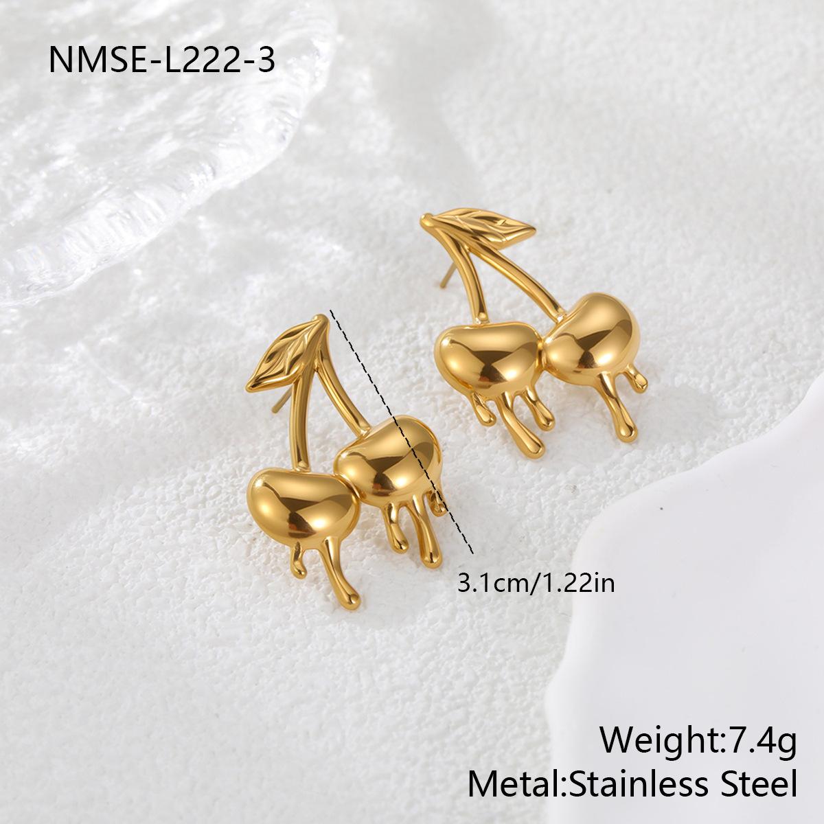 GEMCHIC Women s Dripping Cherry Earrings Gold Plated Stainless Steel Studs Fashion Jewelry