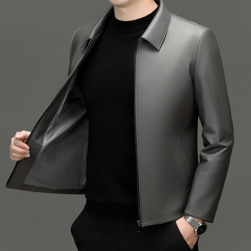 Autumn and winter new leather leather jacket men's business casual jacket sheepskin jacket