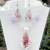 Water Drop Flower Beaded Necklace & Earring Set - Versatile Women's Jewelry Accessory