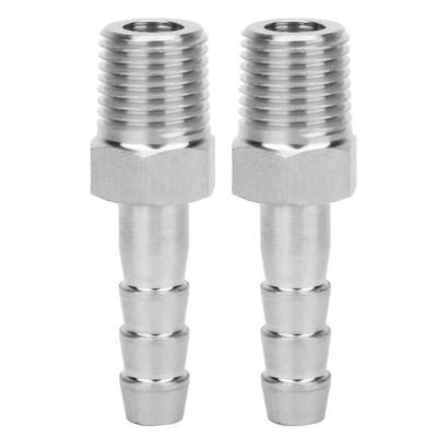 2PCS 14in Stainless Steel BSPT Male Thread Connector Barb Joint Quick Coupling Connector Pipe