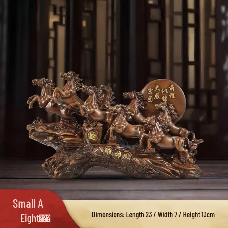 Eight Steeds Ethnic Resin Feng Shui Ornaments for Office or New Store