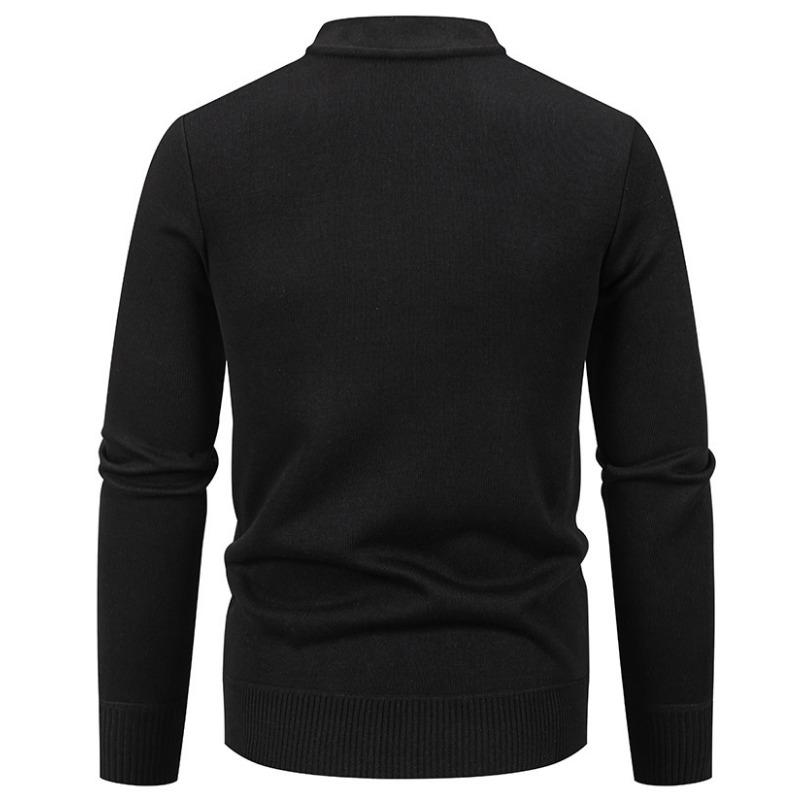 Men S V Neck Long Sleeve Fleece Knit Cardigan Solid Color Casual