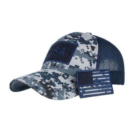 

American Flag Camouflage Baseball Cap Outdoor Men Adjustable Sun Mesh Peaked Hat темно-синий
