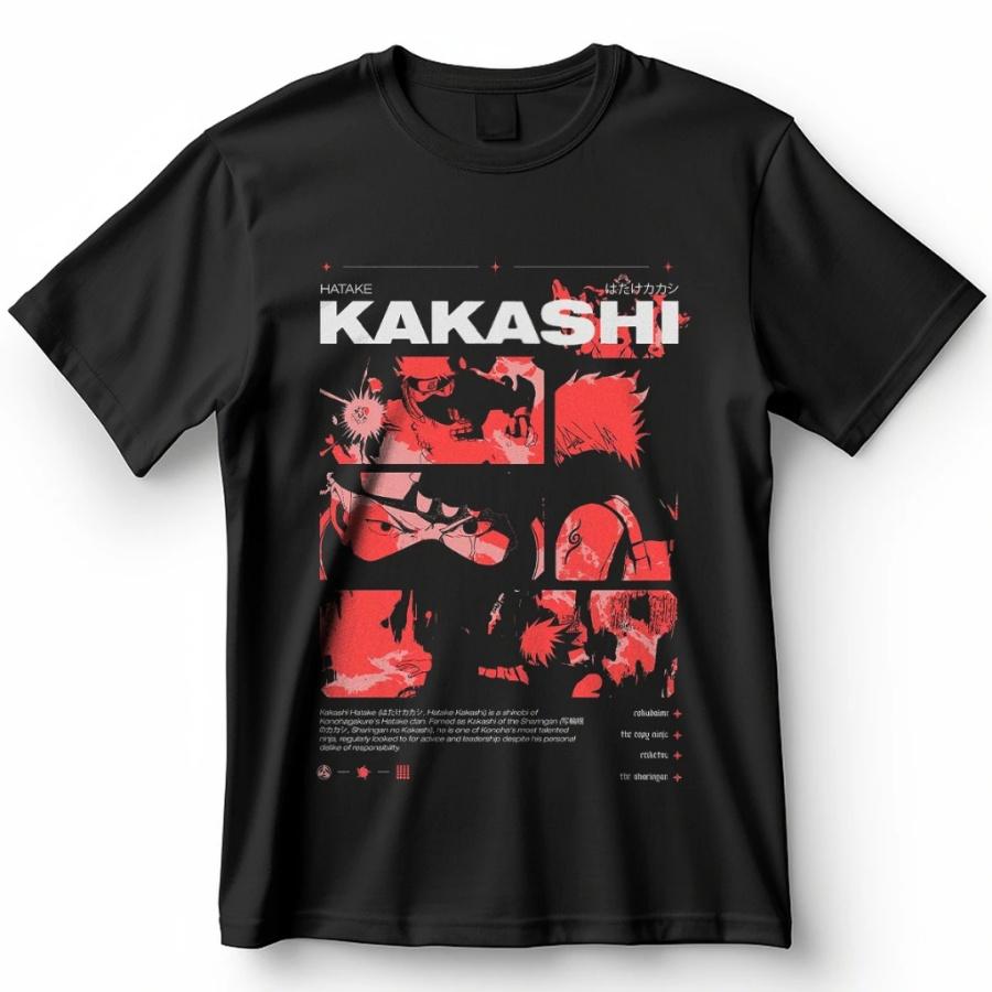 

Naruto Kakashi Anime Print Men Women Summer T-shirt Harajuku Retro Short Sleeve Loose Oversized Casual and Comfortable Y2k Top XXXXXL чорний