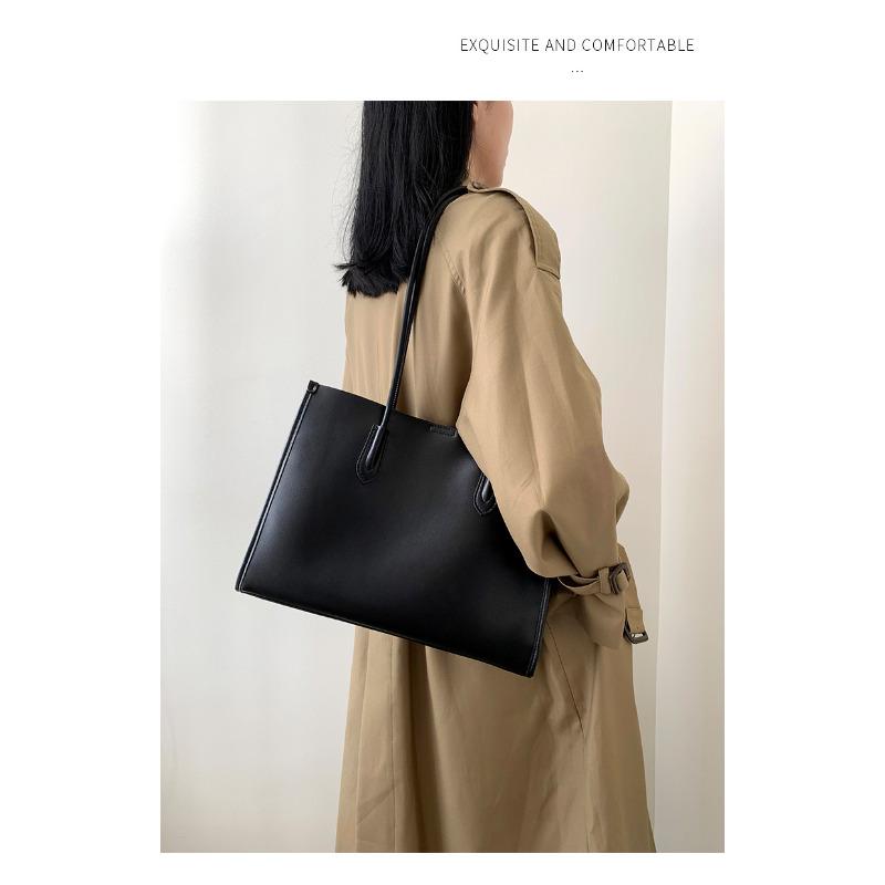 Genuine Leather Tote Bag for Women Large Capacity Commuter Shoulder Handbag Soft Cowhide Office Purse with Magnetic Closure