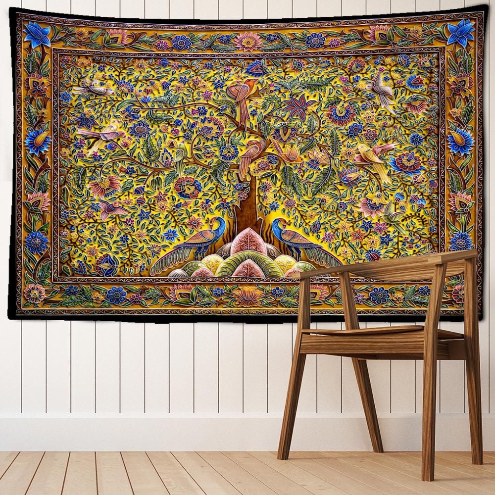 Tapiz Colgante de Pared con Patrón de Alfombra Bohemio Hippie Abstracto Cara Humana Psicodélico Mágico Misterioso Decoración para el Hogar 275x180cm