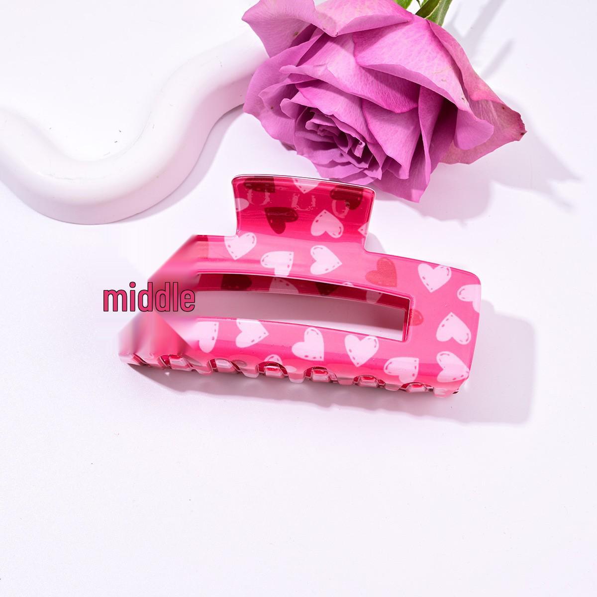 Korean Valentine s Large Heart Rose Acrylic Hair Clip for Women