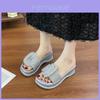Stylish Summer Womens Platform Slippers With Rhinestone Details In Silver Beige And Black