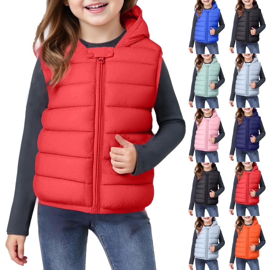 Kinder Kapuzenweste - Gesteppte Ärmellose Jacke