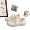 Dexun Breathable Board Shoes Women's Cream Autumn New Small Design Round Head Ugly Cute Student Casual Little White Shoes