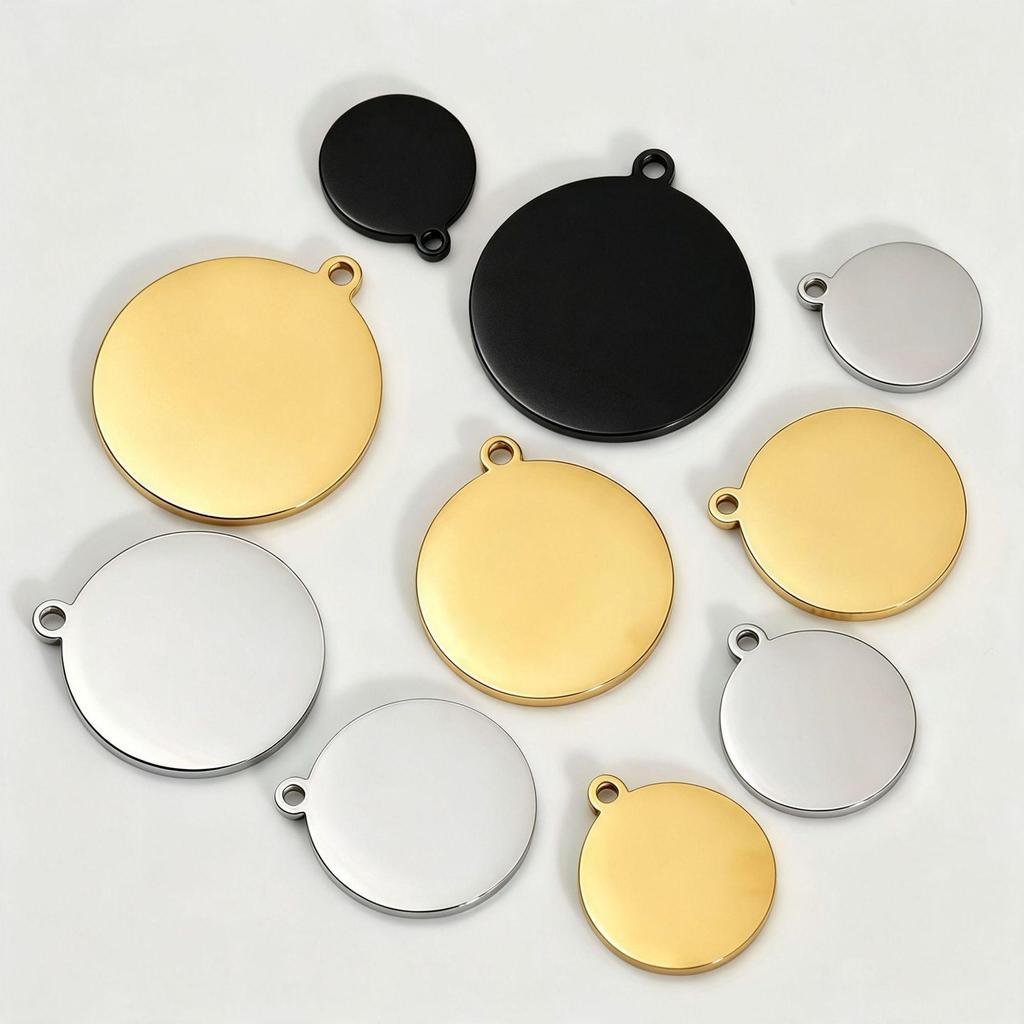 Engravable Stainless Steel Round Mirror Pendant for DIY Jewelry