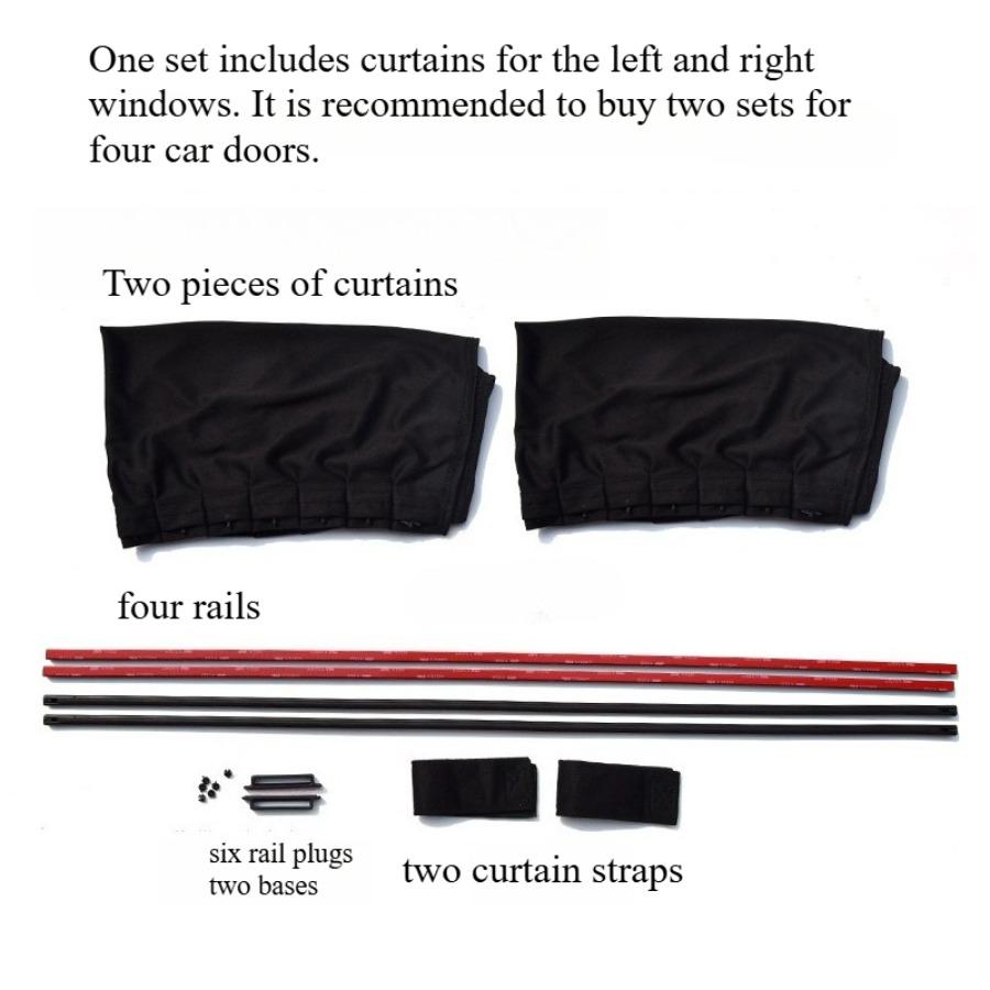Retractable Fabric Car Curtains - Rail-Mounted Privacy & Sunshade Blinds for Vehicle Windows