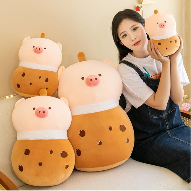 Big Brown Plush Pig Doll Toy For Kids, Creative Gift Idea With Pp Cotton Material