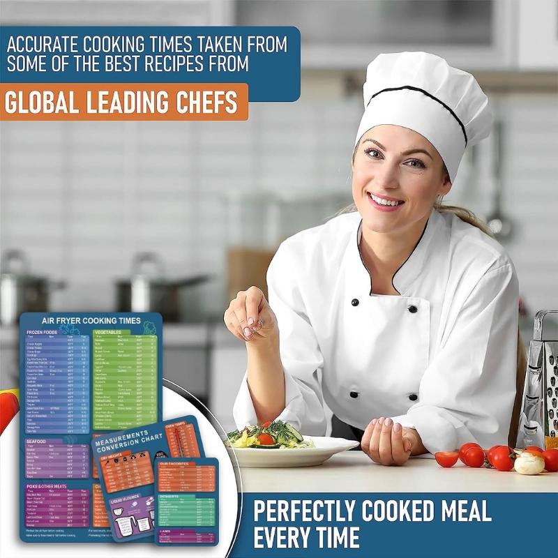 3 Pcs Kitchen Cooking Time Chart Magnet Conversion Chart Cooking Measurements for Food Measuring Weight Temperature