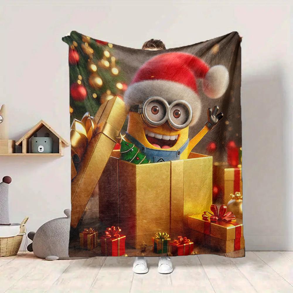1Pc Merry Christmas Minions Blanket Soft And Comfortable Casual Warm Camping Travel Christmas Halloween Gift M91745