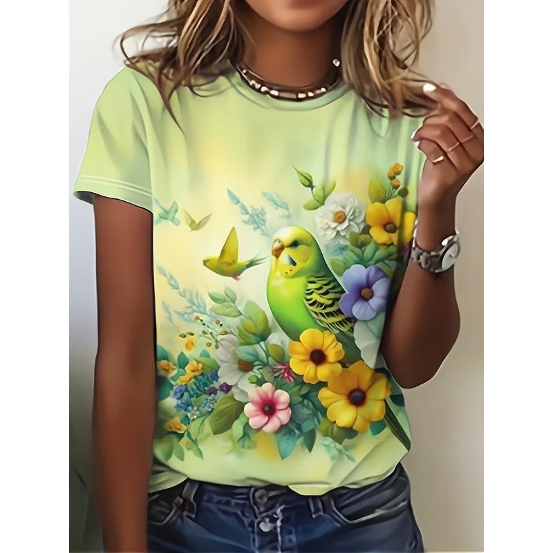 

Cute animals and flowers 3D printed spring/summer T-shirt 2XS