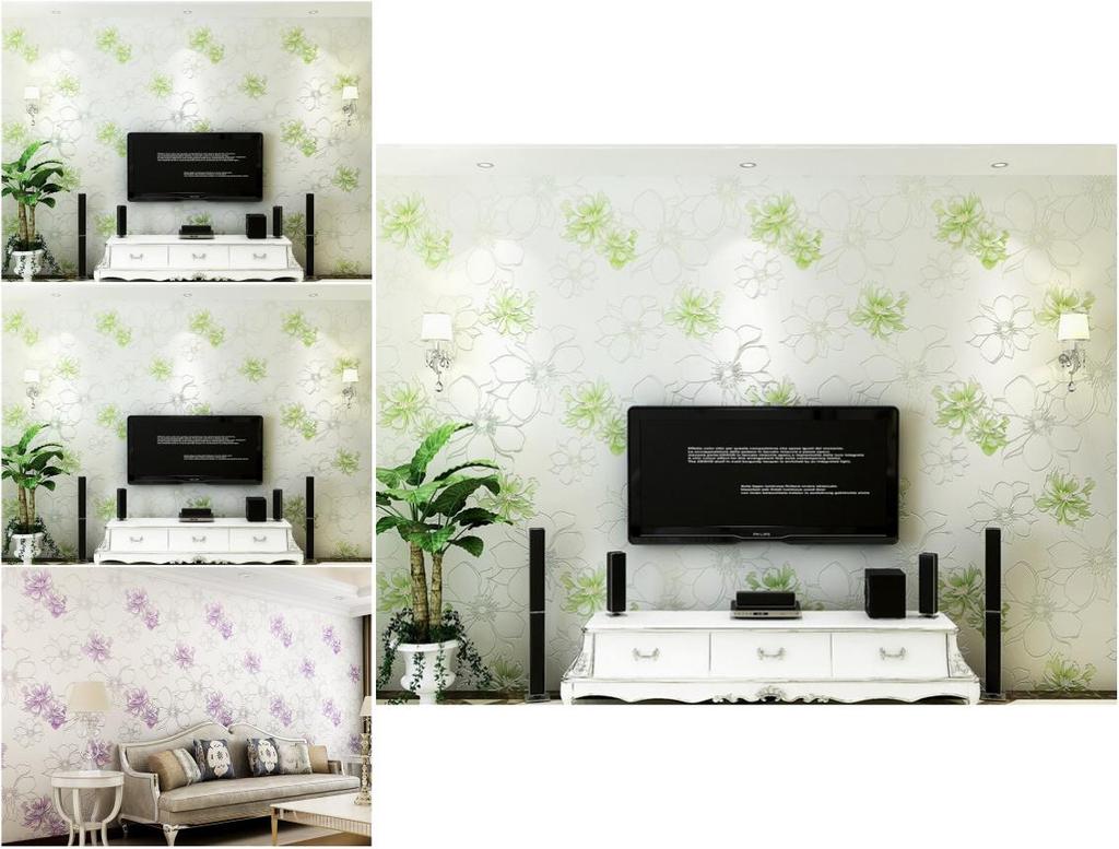 Euro Style Floral Wall Paper With Embossed Silk Fabric For Bedroom Decor
