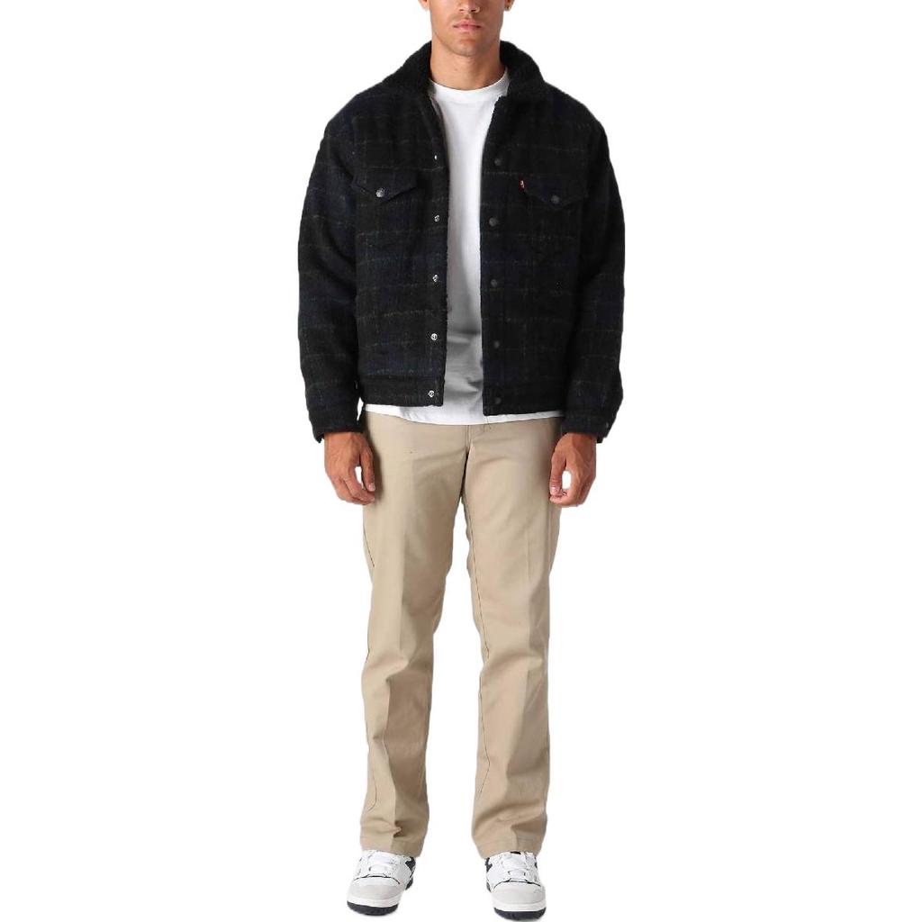 Levis FW22 Solid Color Single-Breasted Lapel Long Sleeve Jacket Men Jacket Black 79129-0012