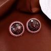 Rhinestone Round Shape Earrings Geometry French Style Earrings Sweet Vintage Purple Earrings  Party