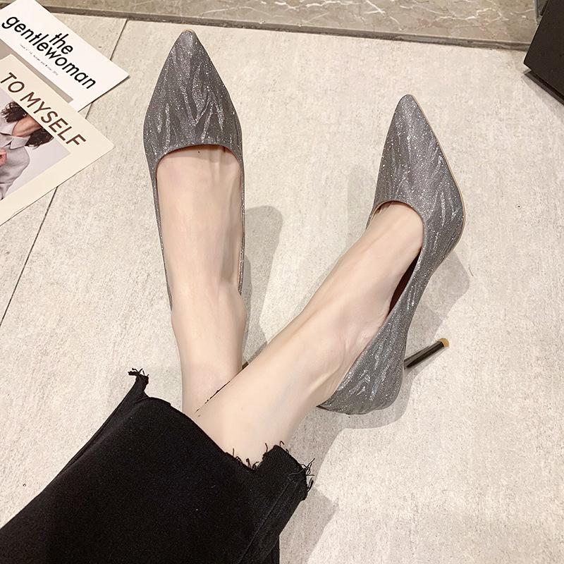 Wedding shoes bridal shoes champagne gold crystal high heels women's new stiletto wedding main wedding dress engagement shoes