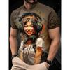 T-shirt da uomo con stampa 3D a maniche corte con scollo rotondo, maglione top casual