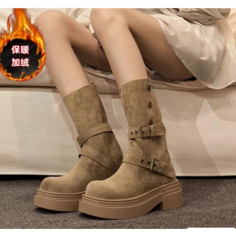 

Maillard boots women s autumn and winter brown thick-soled two wear inner height-increasing small medium boots Martin boots women s short boots 40