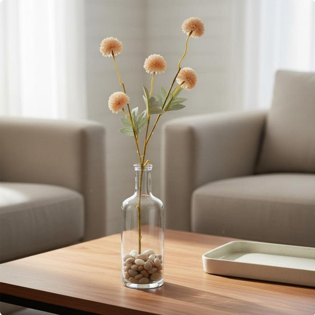 5-Head Chrysanthemum Spray Lively Hues Fake Chrysanthemum Sphere Artificial Puffball Stalk Reusable Faux Sphere Flower Stalk