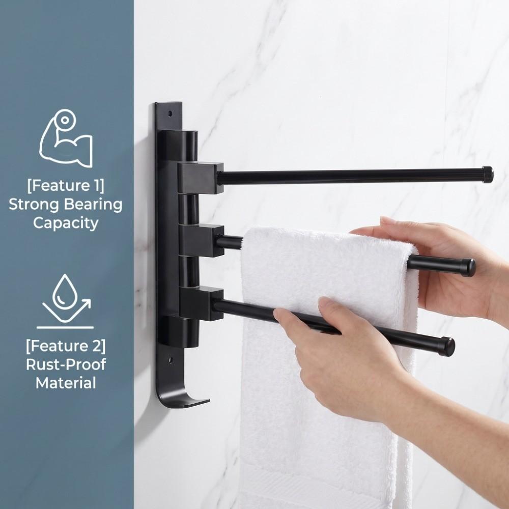 Wall Mounted Towel Rack Black Towel Storage Rack Rust Towel Bar  Hotel Use