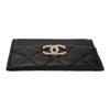 CHANEL 25S classic brand logo  diamond pattern design  grainy leather  card holder  women's style  black